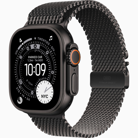 Apple Watch Ultra 3 GPS + Cellular 49mm Titanium Case Black Titanium Milanese Loop Medium Black