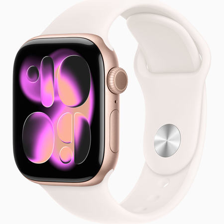 Apple Watch Series 11 GPS + Cellular 42mm Rose Gold Aluminum Case Light Blush Sport Band Medium/Large