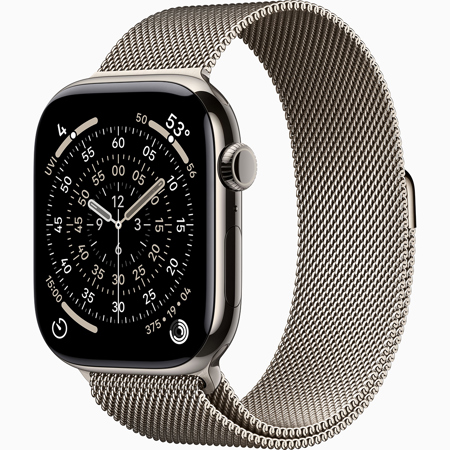 Apple Watch Series 11 GPS + Cellular 42mm Natural Titanium Case Natural Milanese Loop Adjustable Strap