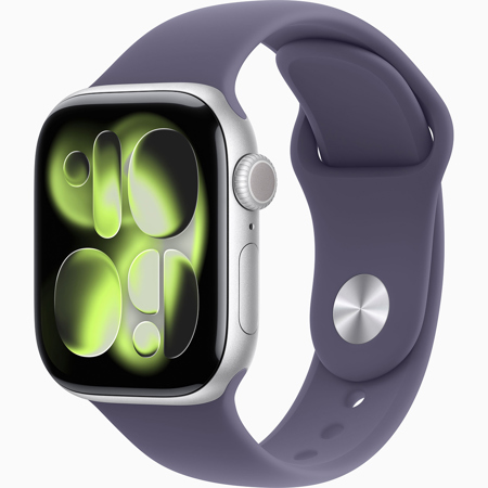 Apple Watch Series 11 GPS + Cellular 46mm Silver Aluminum Case Purple Fog Sport Band Medium/Large