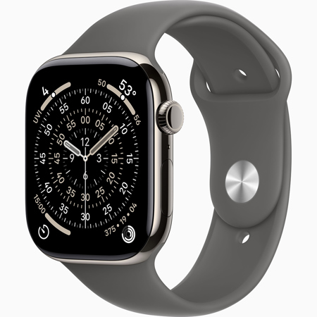 Apple Watch Series 11 GPS + Cellular 46mm Natural Titanium Case Stone Gray Sport Band Medium/Large