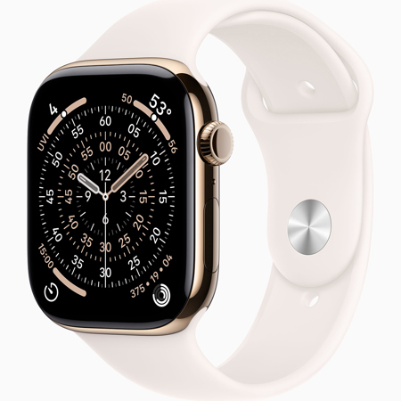 Apple Watch Series 11 GPS + Cellular 46mm Gold Titanium Case Light Blush Sport Band Medium/Large