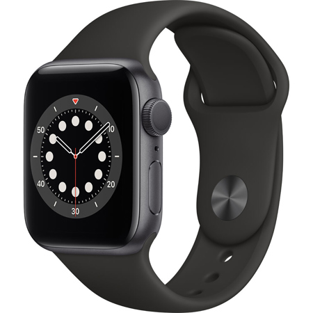 Apple Watch Series 6 GPS, 40mm Space Gray Aluminum Case with Black Sport Band