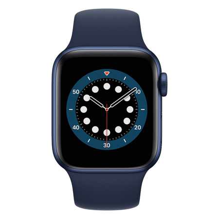 Apple Watch Series 6 GPS, 40mm Blue Aluminum Case, Deep Navy Sport Band, Regular