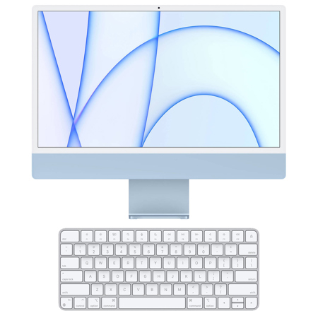 Apple iMac 24" with Retina 4.5K Display, M1 Chip with 8-Core CPU and 8-Core GPU, 8GB Memory, 512GB SSD, Blue, Mid 2021, Includes English and French Keyboards