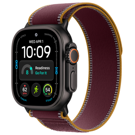 Apple Watch Ultra 4 GPS + Cellular 49mm Titanium Case Black Burgundy Trail Loop Small/Medium