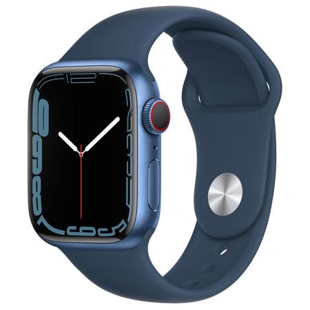 Apple Watch Series 7 GPS+Cell, 41mm Blue AL Case w/Abyss Blue Sport Band,Regular