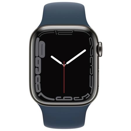 Apple Watch Series 7 GPS+Cell, 41mm Graphite SS Case, Abyss Blue Sport Band, Reg
