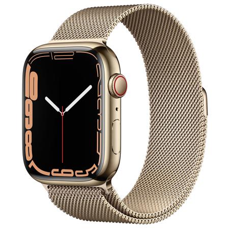 Apple Watch Series 7 GPS+Cell, 45mm Gold SS Case, Gold Milanese Loop