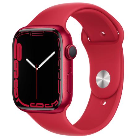 Apple Watch Series 7 GPS, 45mm RED Aluminum Case with RED Sport Band, Regular
