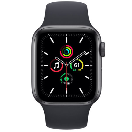 Apple Watch SE GPS, 44mm Space Gray Aluminum Case w/Midnight Sport Band, Regular