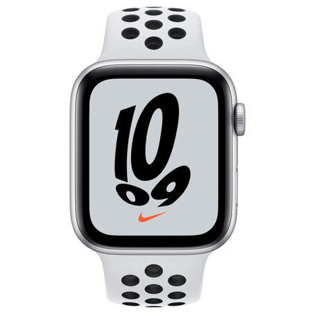 Apple Watch Nike SE GPS, 44mm Silver AL Case, Pure Platinum/Black Sport Band,Reg