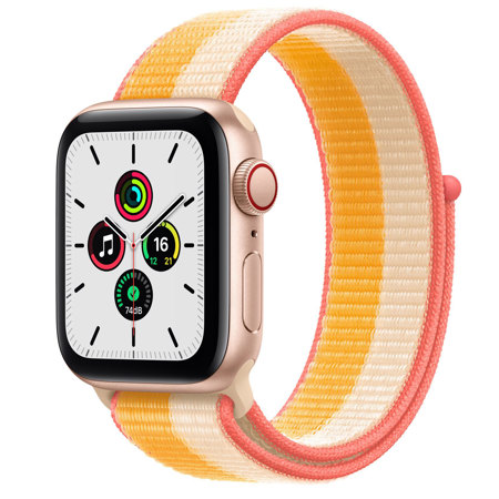 Apple Watch SE GPS+Cellular, 40mm Gold AL Case w/Maize/White Sport Loop, Regular