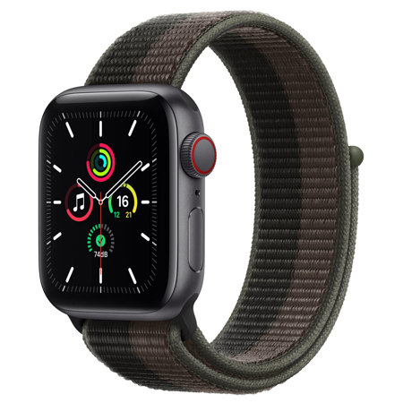 Apple Watch SE GPS+Cel, 40mm Space Gray AL Case,Tornado/Gray Sport Loop Band,Reg