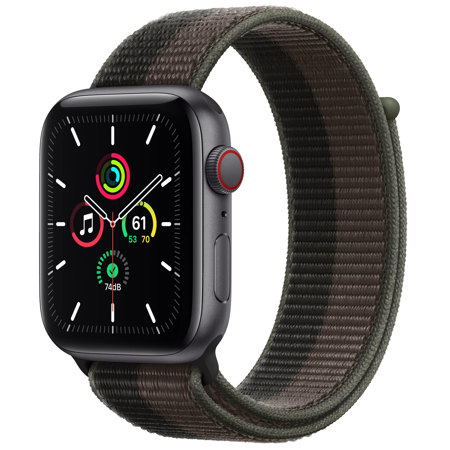 Apple Watch SE GPS+Cel, 44mm Space Gray AL Case,Tornado/Gray Sport Loop Band,Reg