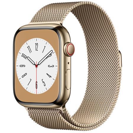 Apple Watch Series 8 GPS + Cellular, 45mm Gold SS Case with Gold Milanese Loop