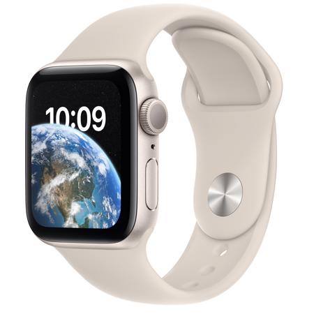 Apple Watch SE GPS, 40mm Starlight Aluminum Case with Starlight Sport Band, Small/Medium, 2022