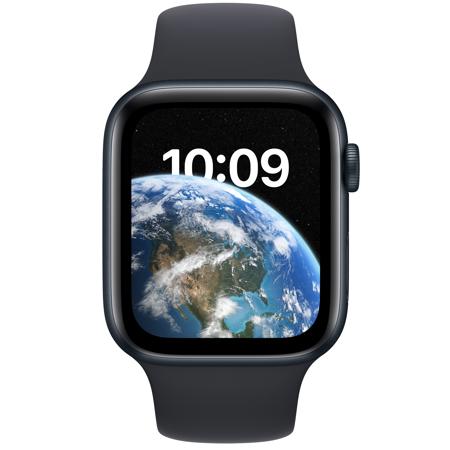 Apple Watch SE GPS, 44mm Midnight Al Case with Midnight Sport Band, S/M, 2022