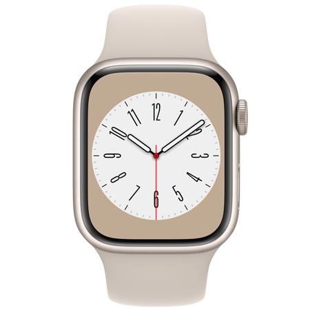 Apple Watch Series 8 GPS, 41mm Starlight Aluminum Case with Starlight Sport Band, Small/Medium