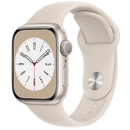 Apple Watch Series 8 GPS, 41mm Starlight AL Case with Starlight Sport Band, M/L