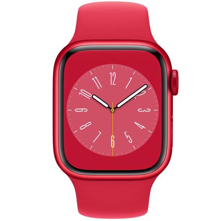 Apple Watch Series 8 GPS, 41mm RED Aluminum Case w/RED Sport Band, Small/Medium