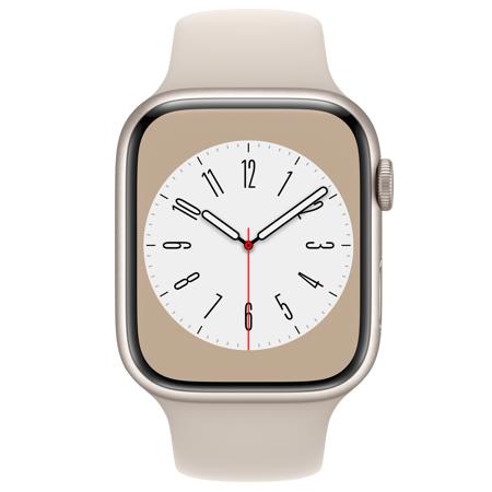 Apple Watch Series 8 GPS, 45mm Starlight AL Case with Starlight Sport Band, M/L