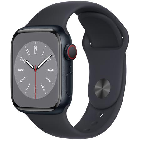 Apple Watch Series 8 GPS+Cell, 41mm Midnight AL Case w/Midnight Sport Band, S/M