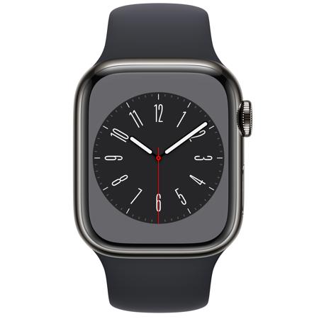 Apple Watch Series 8 GPS+Cell, 41mm Graphite SS Case w/Midnight Sport Band, M/L