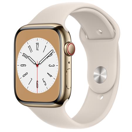 Apple Watch Series 8 GPS+Cell, 45mm Gold SS Case with Starlight Sport Band, M/L