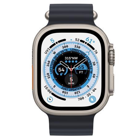 Apple Watch Ultra GPS + Cellular, 49mm Titanium Case with Midnight Ocean Band
