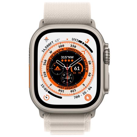 Apple Watch Ultra GPS+Cellular,49mm Titanium Case w/Starlight Alpine Loop,Medium