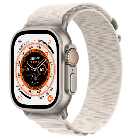 Apple Watch Ultra GPS+Cellular, 49mm Titanium Case w/Starlight Alpine Loop,Large