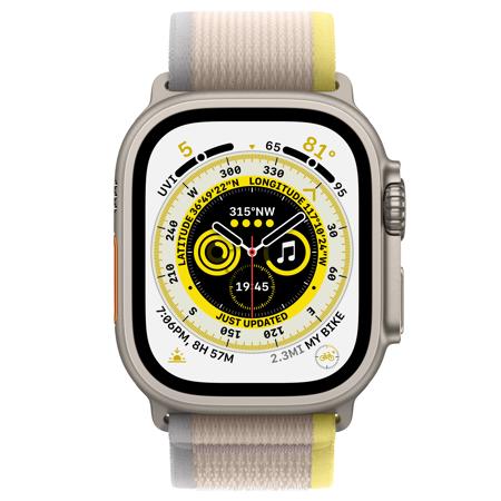 Apple Watch Ultra GPS+Cellular, 49mm Titanium Case w/Yellow/Beige Trail Loop,M/L