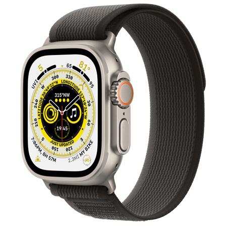 Apple Watch Ultra GPS + Cellular, 49mm Titanium Case w/Black/Gray Trail Loop,S/M
