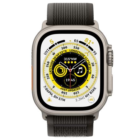Apple Watch Ultra GPS + Cellular, 49mm Titanium Case w/Black/Gray Trail Loop,M/L