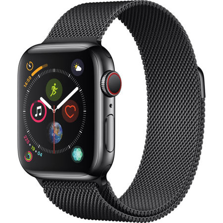Apple Watch Series 4, GPS+Cell, 40mm, Space Black Stainless,Space Black Milanese