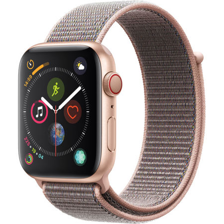 Apple Watch Series 4, GPS+Cellular, 44mm, Gold Aluminum, Pink Sand Sport Loop