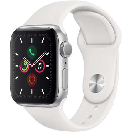 Apple Watch Series 5 GPS, 40mm Silver Aluminum Case with White Sport Band