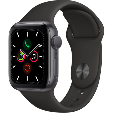 Apple Watch Series 5 GPS, 40mm Space Gray Aluminum Case with Black Sport Band