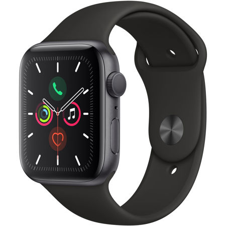 Apple Watch Series 5 GPS, 44mm Space Gray Aluminum Case with Black Sport Band