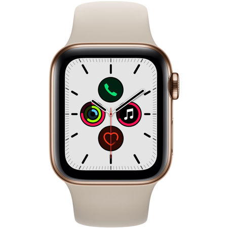Apple Watch Series 5 GPS + Cellular, 40mm Gold Stainless Steel Case, Stone Band