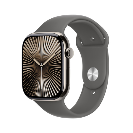 Apple Watch Series 10 GPS + Cellular Titanium Case 42mm Natural Stone Gray Sport Band Medium/Large