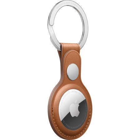 Apple AirTag Leather Key Ring, Saddle Brown