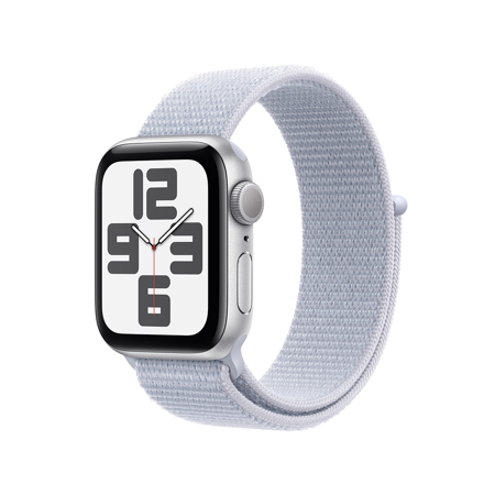Apple Watch SE GPS Aluminum Case (2024) 40mm Adjustable Strap Blue Cloud Sport Loop Silver