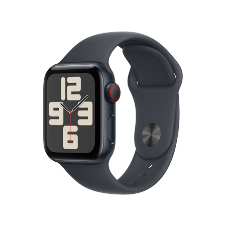 Apple Watch SE GPS + Cellular Aluminum Case (2024) Midnight Sport Band Midnight 40mm Small/Medium