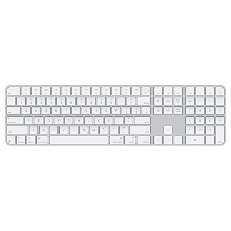 Apple Wireless USB-C Magic Keyboard with Touch ID and Numeric Keypad, US English, White Keys
