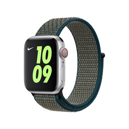 Apple Woven Nylon Nike Sport Loop Band, Hyper Crimson/Neptune Green