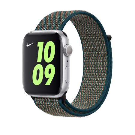 Apple Woven Nylon Nike Sport Loop Band, Hyper Crimson/Neptune Green