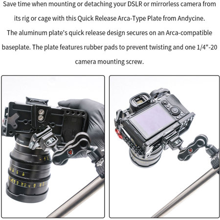 AndyCine Quick Release Plate with Arca-Type 1/4" Thread Holes