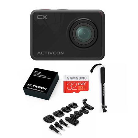ACTIVEON CX Action Cam, Black With Accesseory Bundle